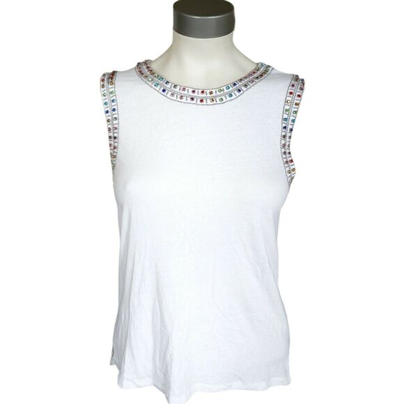 Generation Love Tops - GENERATION LOVE Lucy rainbow studded tank top linen tee muscle t-shirt Sz XS NEW
